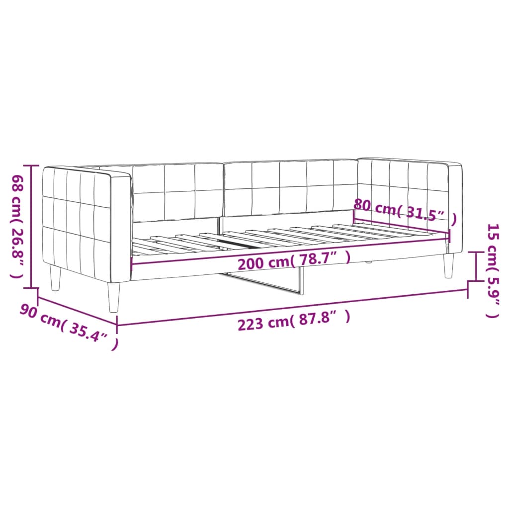 Slaapbank 80x200 cm fluweel geel is nu te koop bij PeponiXL, paradijselijk wonen!