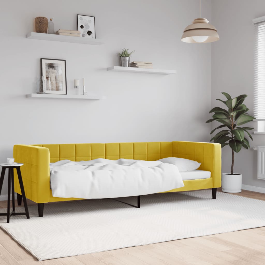 Slaapbank 80x200 cm fluweel geel is nu te koop bij PeponiXL, paradijselijk wonen!