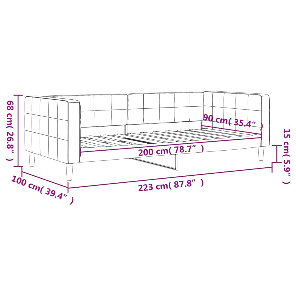 Slaapbank 90x200 cm fluweel lichtgrijs is nu te koop bij PeponiXL, paradijselijk wonen!