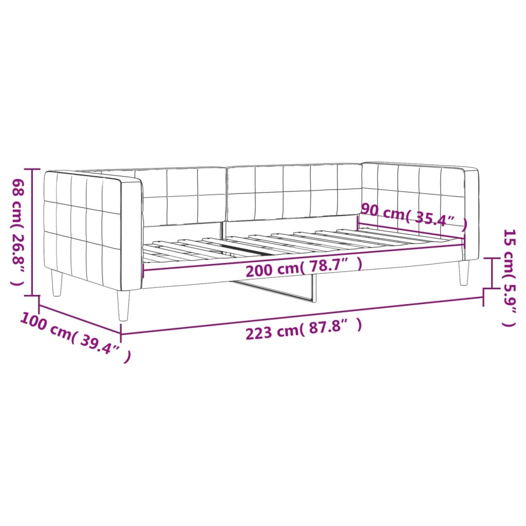 Slaapbank 90x200 cm fluweel donkergrijs is nu te koop bij PeponiXL, paradijselijk wonen!