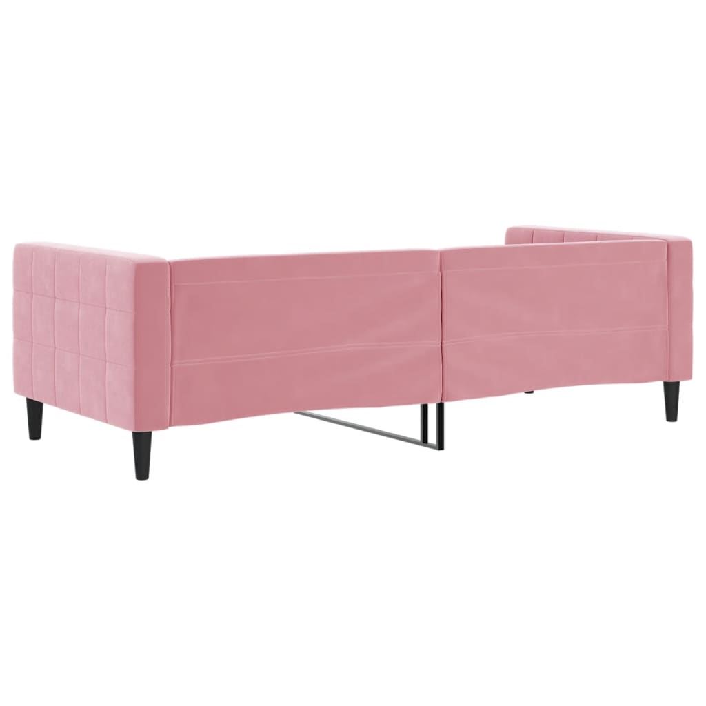 Slaapbank 90x200 cm fluweel roze is nu te koop bij PeponiXL, paradijselijk wonen!