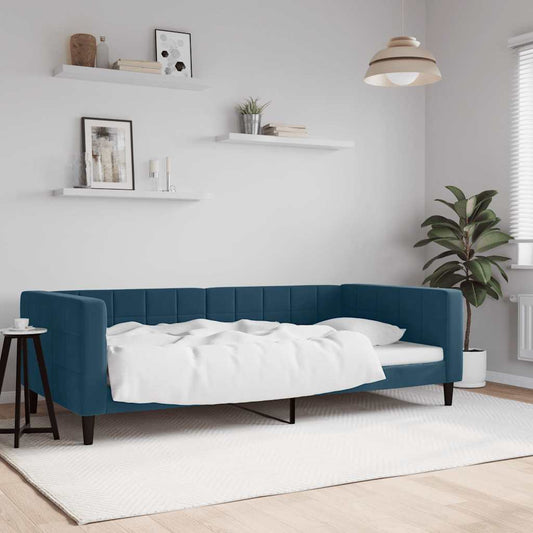 Slaapbank 100x200 cm fluweel blauw is nu te koop bij PeponiXL, paradijselijk wonen!