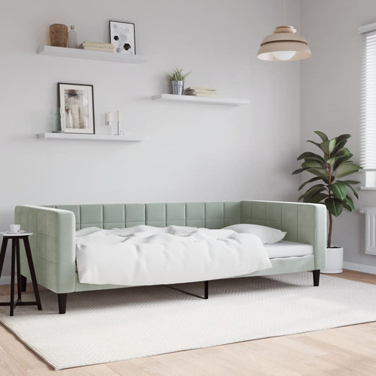 Slaapbank 100x200 cm fluweel lichtgrijs is nu te koop bij PeponiXL, paradijselijk wonen!