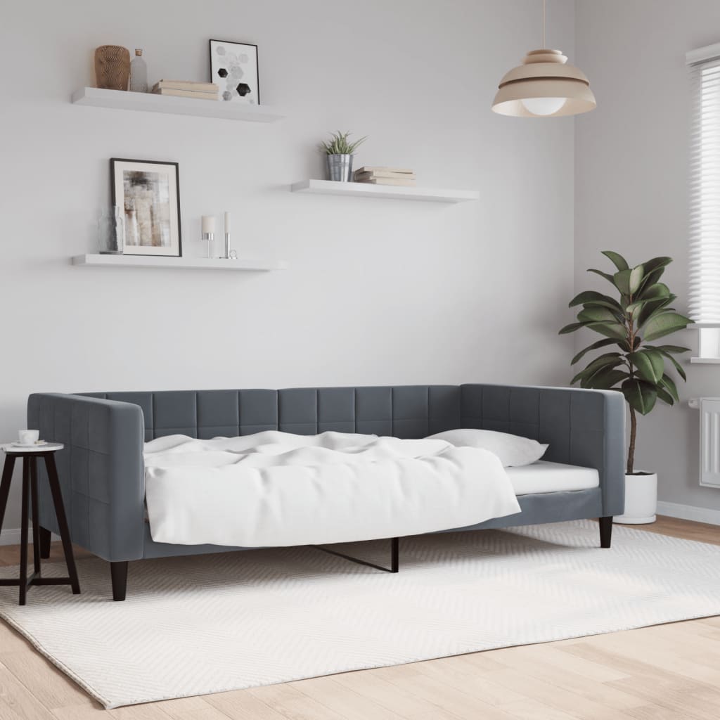 Slaapbank 100x200 cm fluweel donkergrijs is nu te koop bij PeponiXL, paradijselijk wonen!