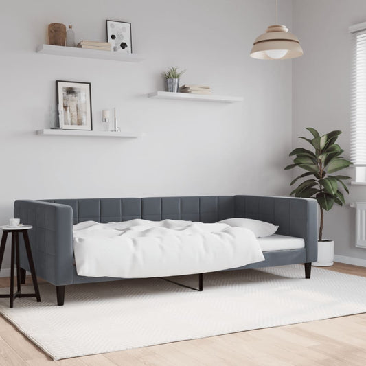 Slaapbank 100x200 cm fluweel donkergrijs is nu te koop bij PeponiXL, paradijselijk wonen!