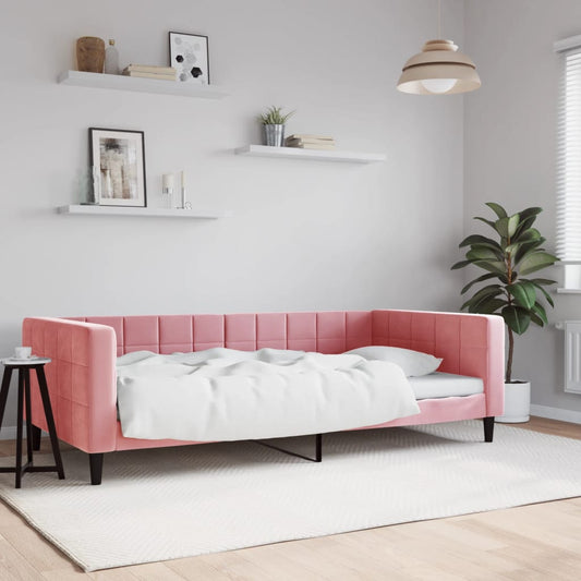 Slaapbank 100x200 cm fluweel roze is nu te koop bij PeponiXL, paradijselijk wonen!