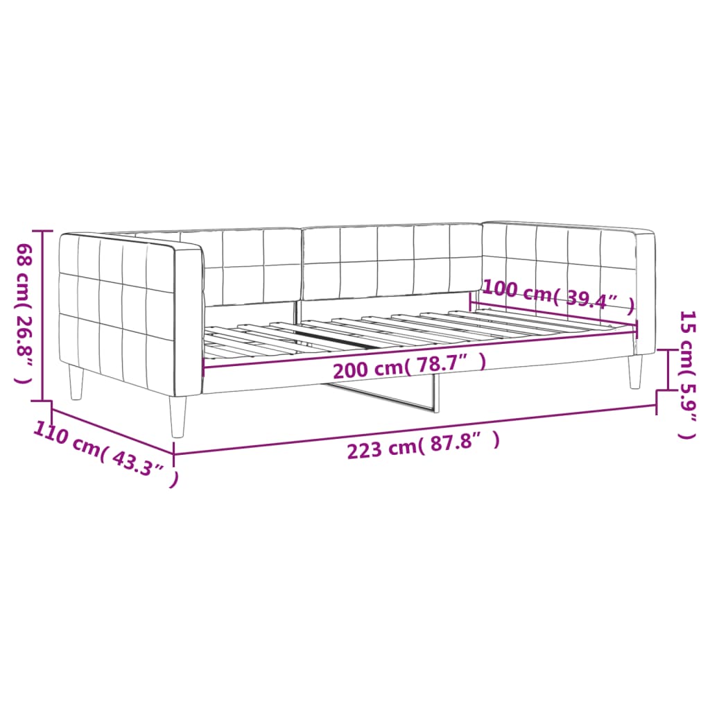 Slaapbank 100x200 cm fluweel zwart is nu te koop bij PeponiXL, paradijselijk wonen!