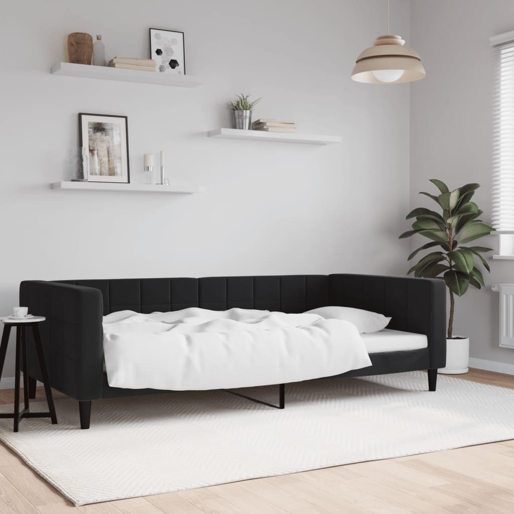 Slaapbank 100x200 cm fluweel zwart is nu te koop bij PeponiXL, paradijselijk wonen!