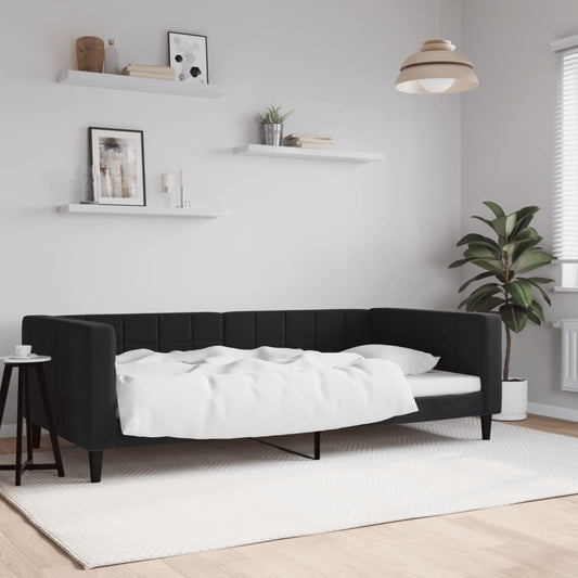Slaapbank 100x200 cm fluweel zwart is nu te koop bij PeponiXL, paradijselijk wonen!