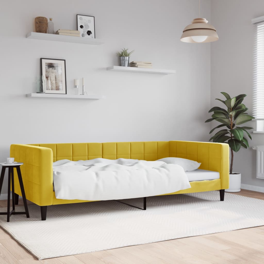 Slaapbank 100x200 cm fluweel geel is nu te koop bij PeponiXL, paradijselijk wonen!