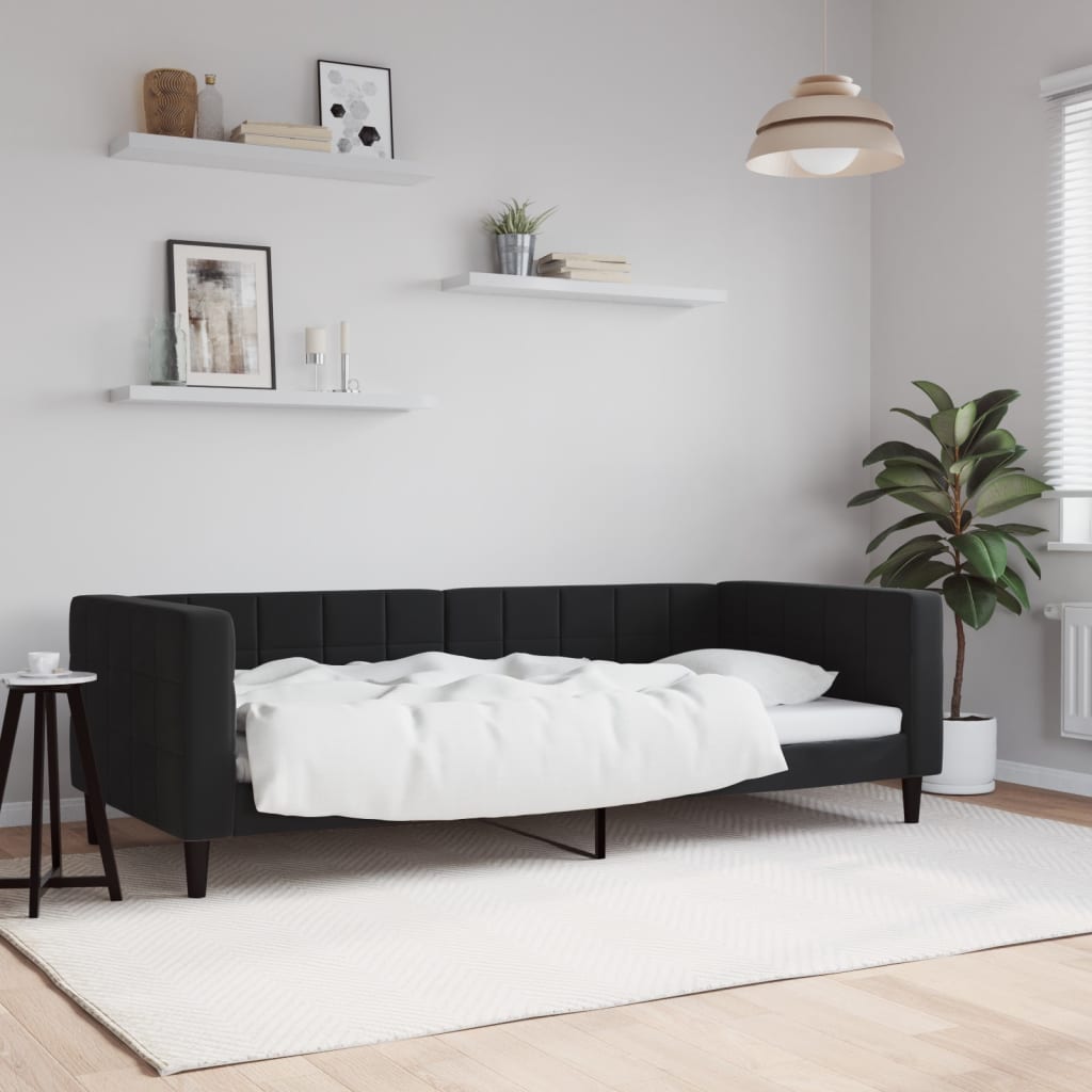 Slaapbank 90x190 cm fluweel zwart is nu te koop bij PeponiXL, paradijselijk wonen!