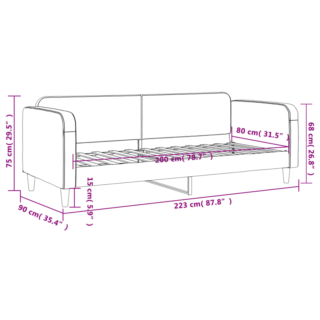 Slaapbank 80x200 cm stof crèmekleurig is nu te koop bij PeponiXL, paradijselijk wonen!