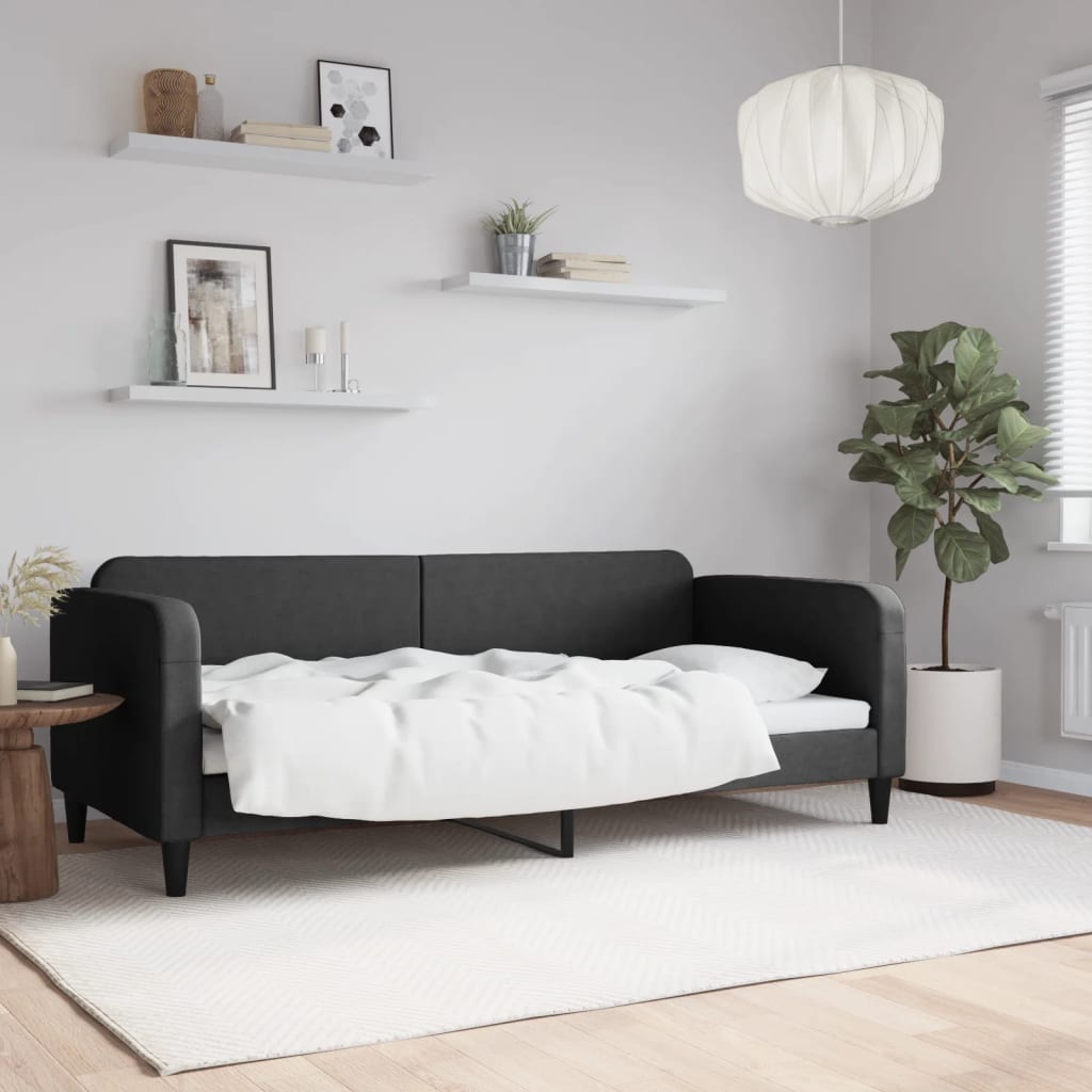 Slaapbank 90x200 cm stof zwart is nu te koop bij PeponiXL, paradijselijk wonen!