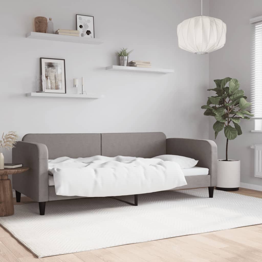 Slaapbank 90x200 cm stof taupe is nu te koop bij PeponiXL, paradijselijk wonen!
