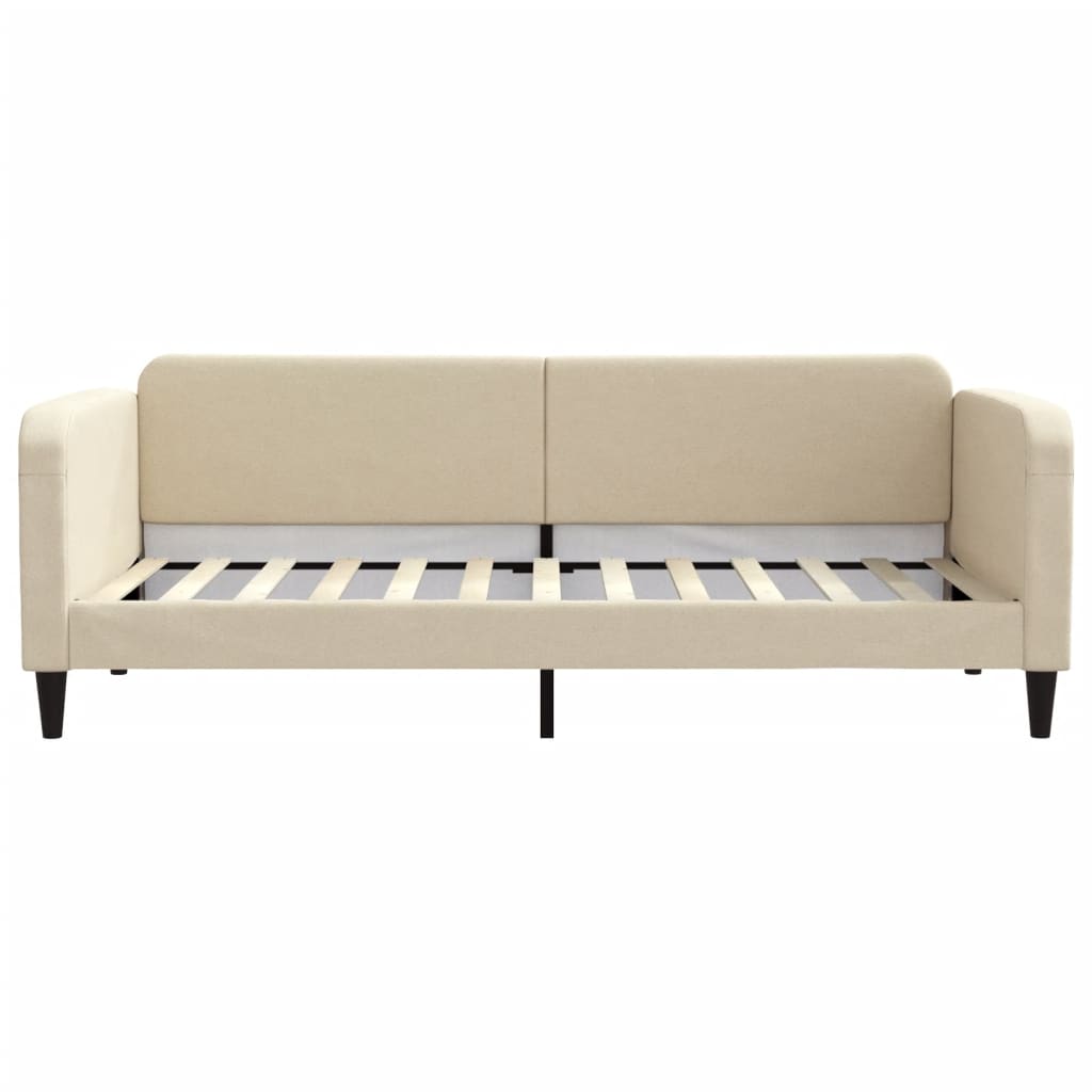 Slaapbank 90x200 cm stof crèmekleurig is nu te koop bij PeponiXL, paradijselijk wonen!