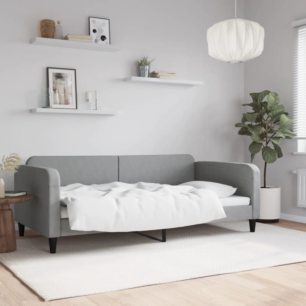Slaapbank 100x200 cm stof lichtgrijs is nu te koop bij PeponiXL, paradijselijk wonen!