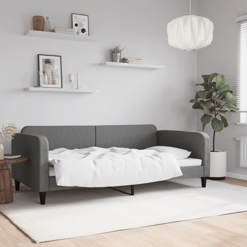 Slaapbank 100x200 cm stof donkergrijs is nu te koop bij PeponiXL, paradijselijk wonen!
