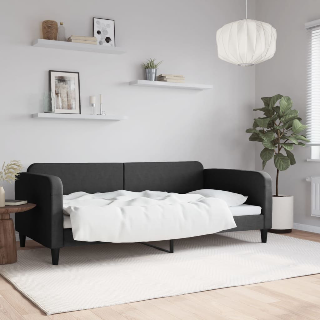 Slaapbank 100x200 cm stof zwart is nu te koop bij PeponiXL, paradijselijk wonen!