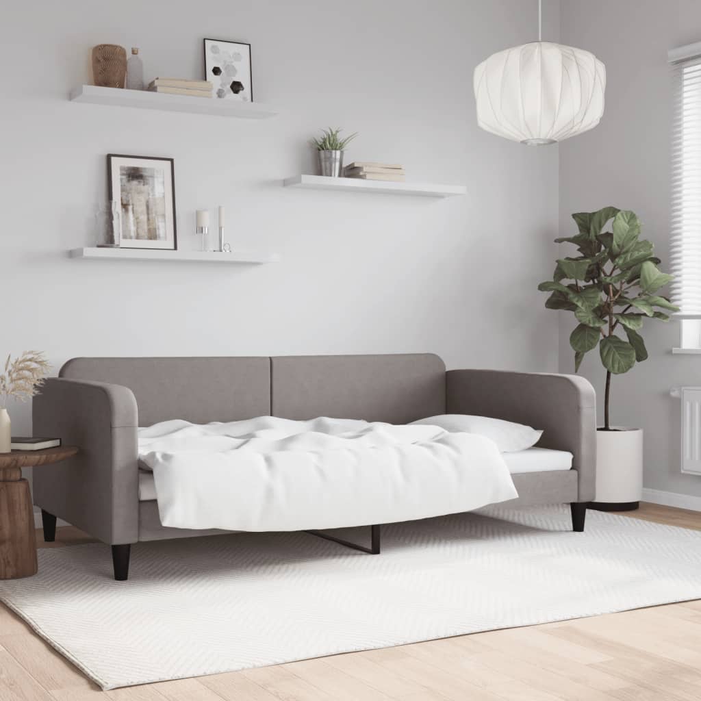 Slaapbank 100x200 cm stof taupe is nu te koop bij PeponiXL, paradijselijk wonen!