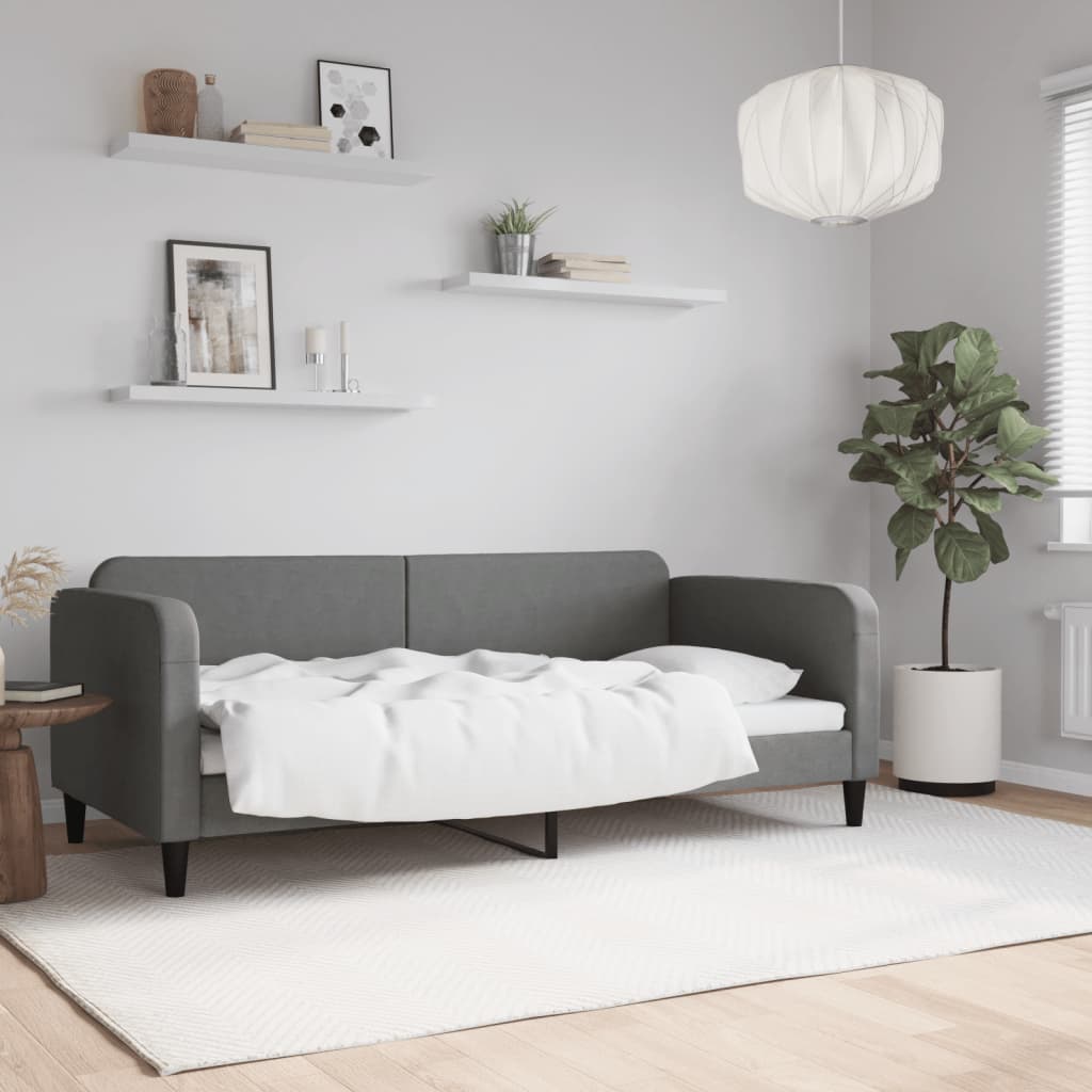 Slaapbank 90x190 cm stof donkergrijs is nu te koop bij PeponiXL, paradijselijk wonen!