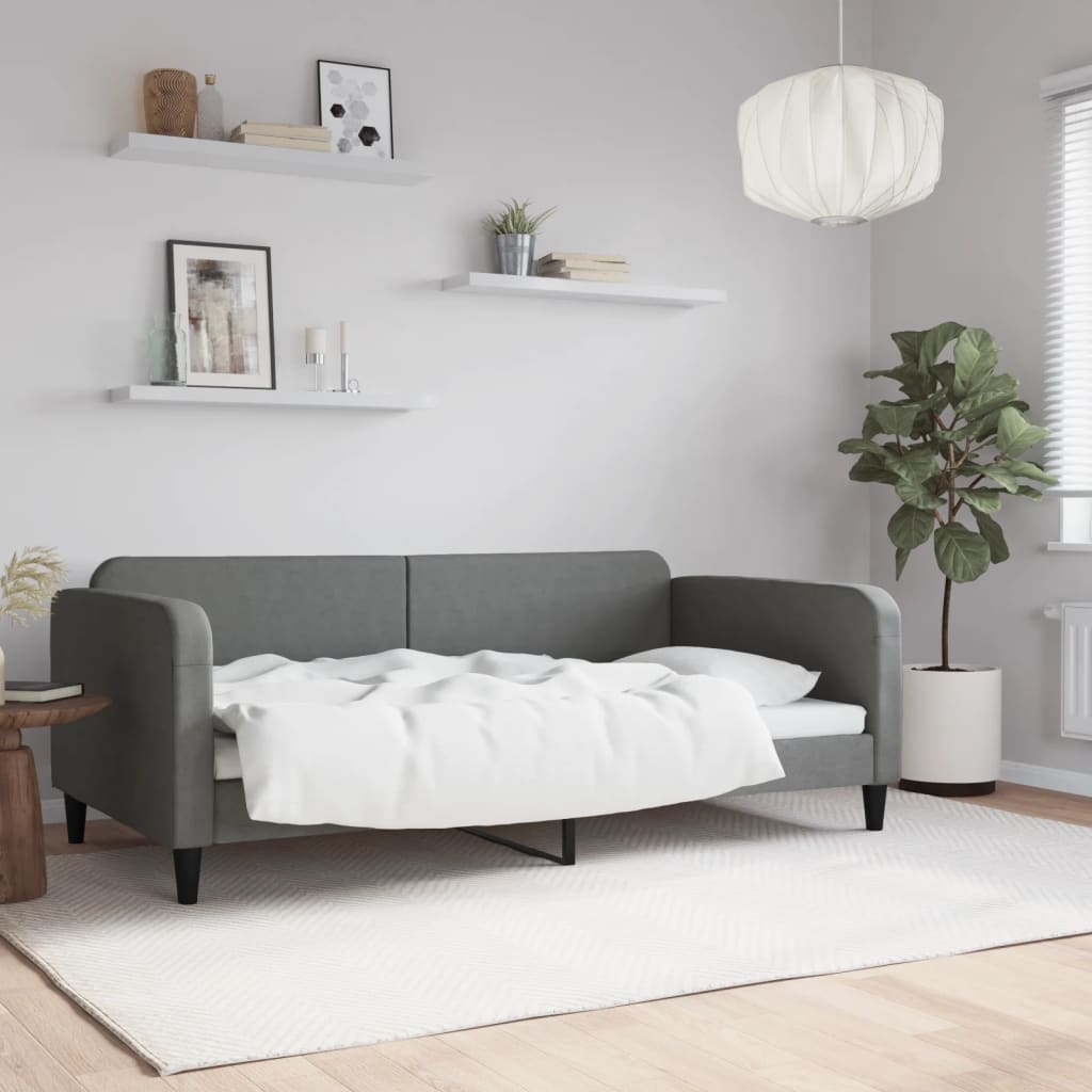 Slaapbank 100x190 cm stof donkergrijs is nu te koop bij PeponiXL, paradijselijk wonen!