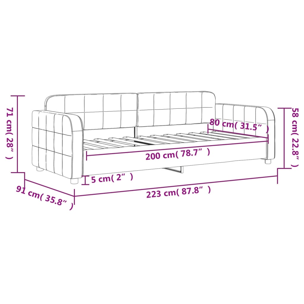 Slaapbank 80x200 cm fluweel lichtgrijs is nu te koop bij PeponiXL, paradijselijk wonen!