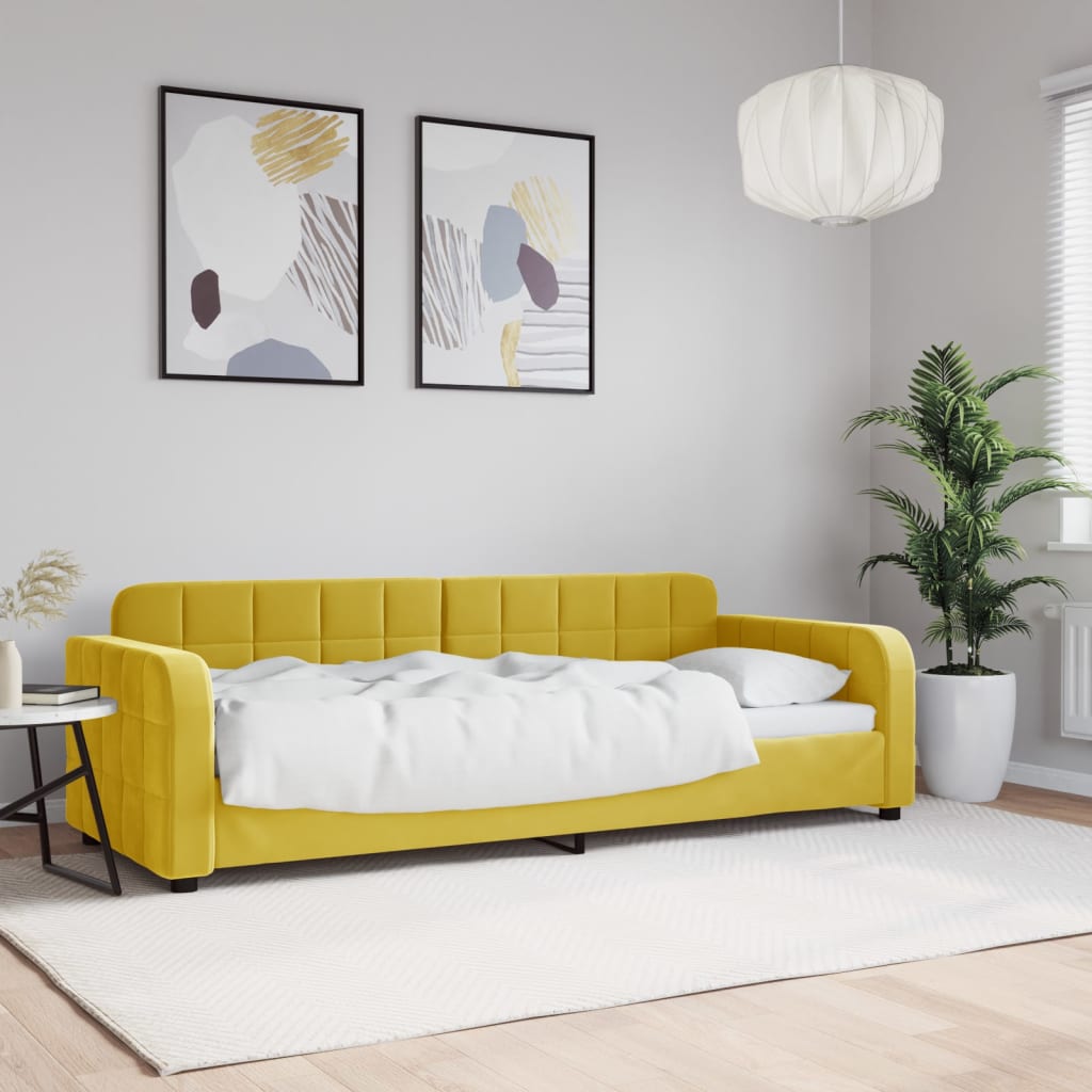 Slaapbank 80x200 cm fluweel geel is nu te koop bij PeponiXL, paradijselijk wonen!