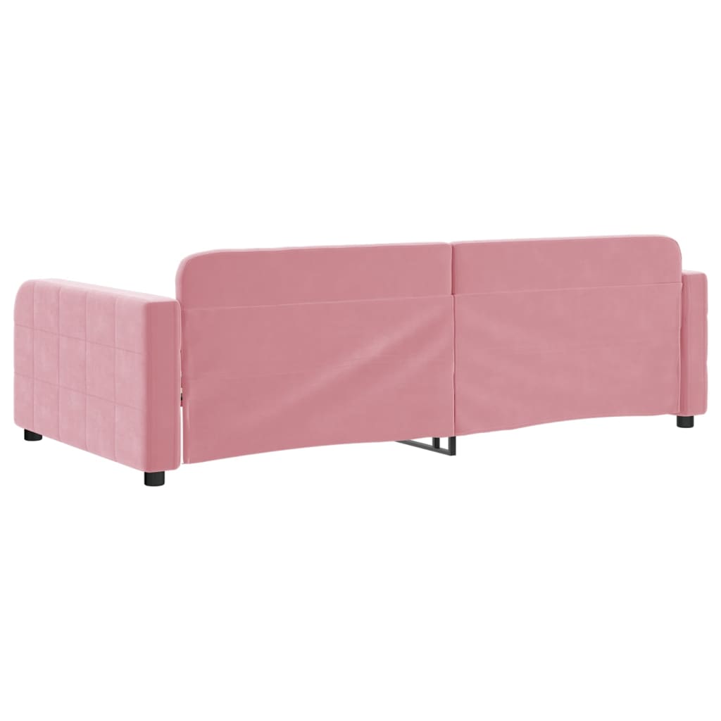 Slaapbank 90x200 cm fluweel roze is nu te koop bij PeponiXL, paradijselijk wonen!