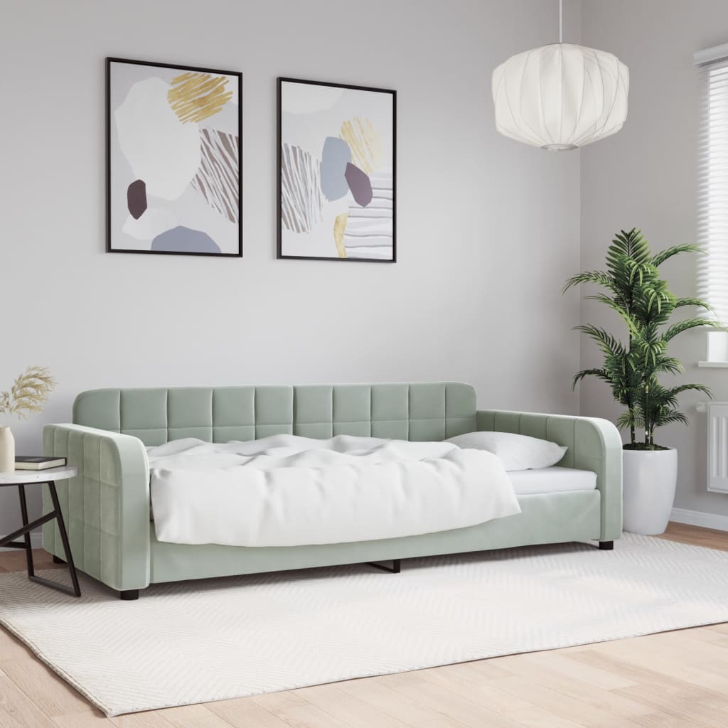 Slaapbank 90x190 cm fluweel lichtgrijs is nu te koop bij PeponiXL, paradijselijk wonen!