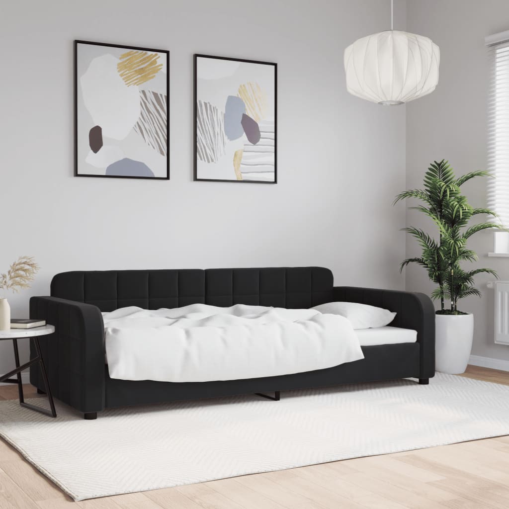 Slaapbank 90x190 cm fluweel zwart is nu te koop bij PeponiXL, paradijselijk wonen!