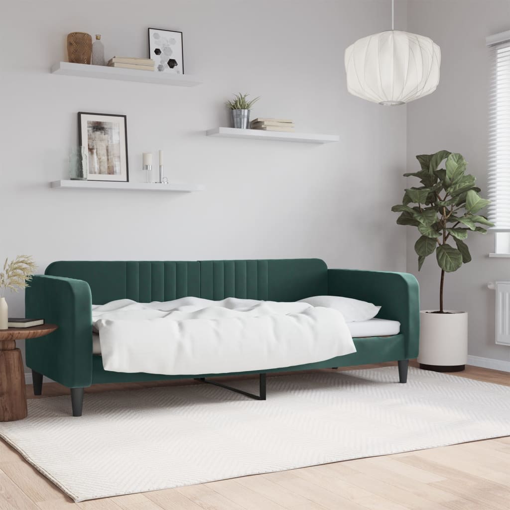 Slaapbank 80x200 cm fluweel donkergroen is nu te koop bij PeponiXL, paradijselijk wonen!