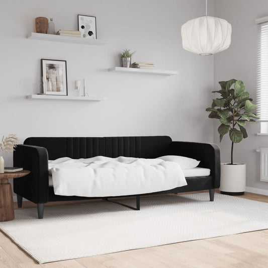 Slaapbank 80x200 cm fluweel zwart is nu te koop bij PeponiXL, paradijselijk wonen!