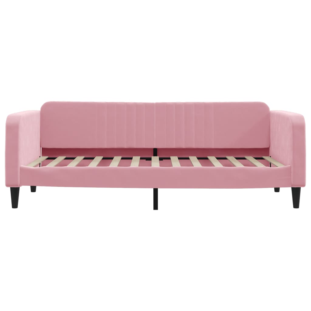 Slaapbank 90x200 cm fluweel roze is nu te koop bij PeponiXL, paradijselijk wonen!
