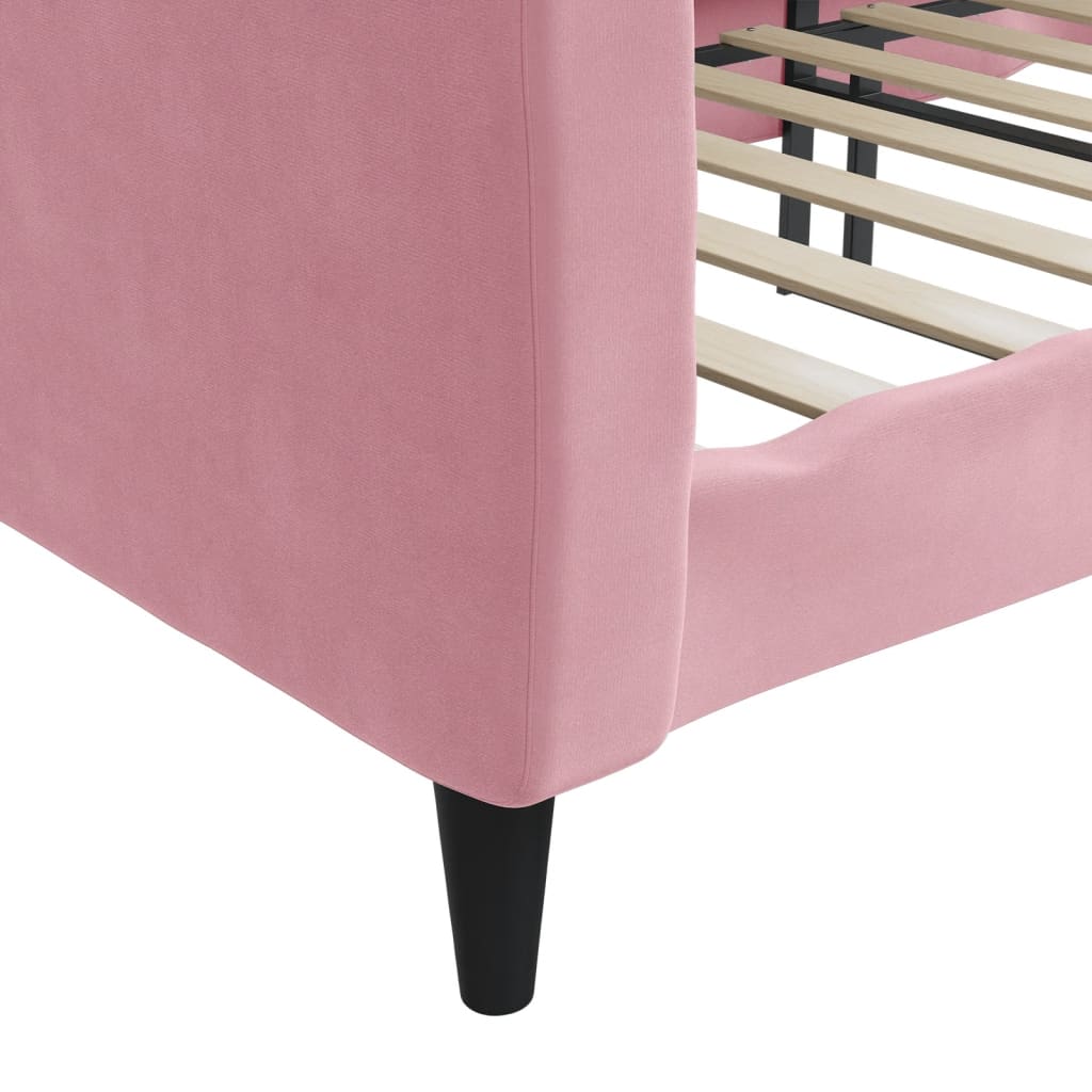 Slaapbank 90x200 cm fluweel roze is nu te koop bij PeponiXL, paradijselijk wonen!