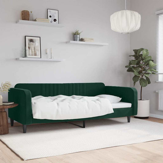 Slaapbank 100x200 cm fluweel donkergroen is nu te koop bij PeponiXL, paradijselijk wonen!