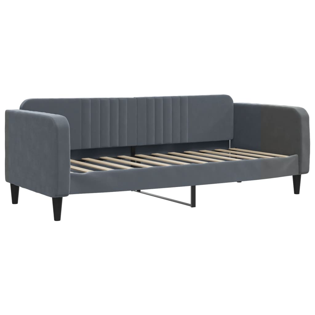Slaapbank 90x190 cm fluweel donkergrijs is nu te koop bij PeponiXL, paradijselijk wonen!