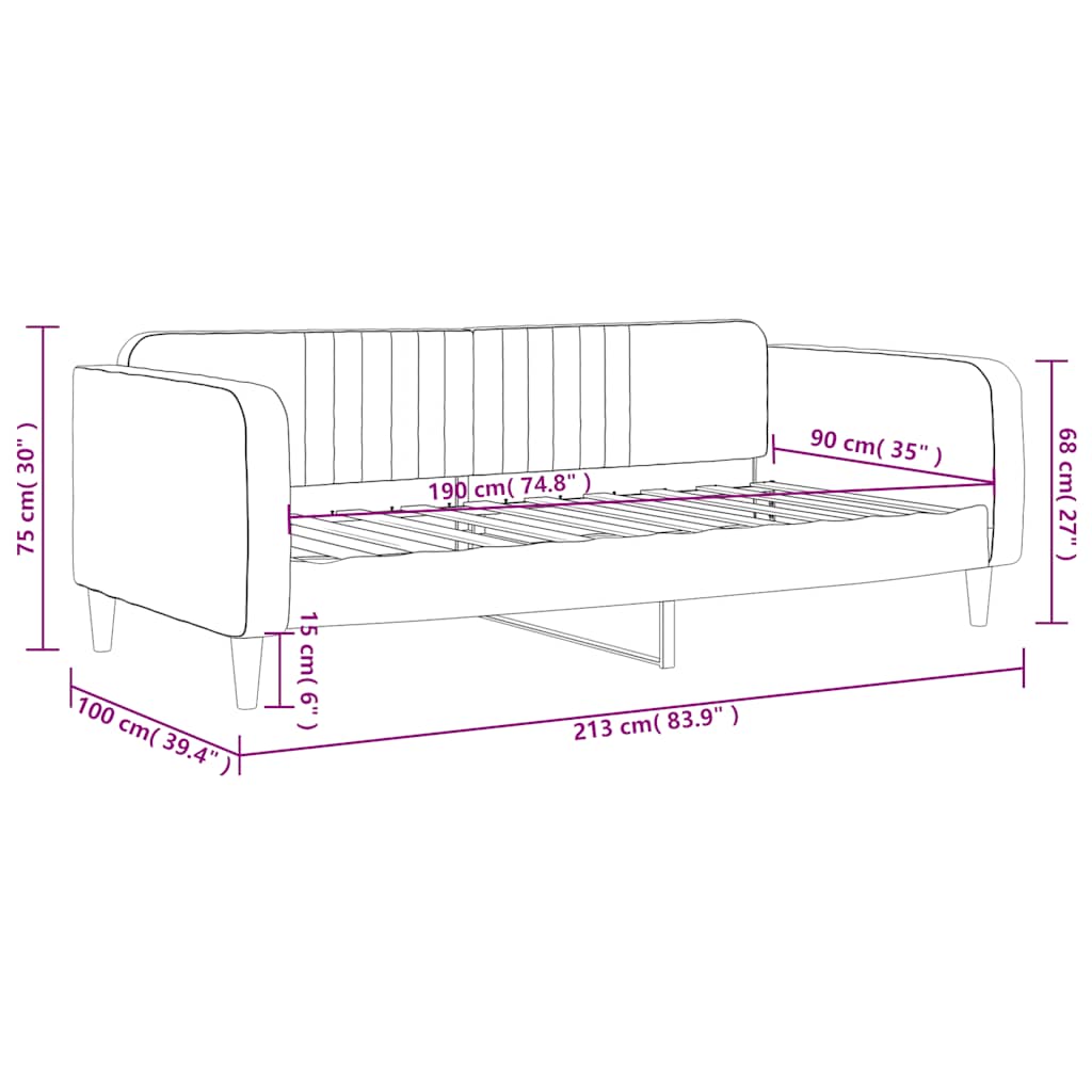 Slaapbank 90x190 cm fluweel donkergrijs is nu te koop bij PeponiXL, paradijselijk wonen!