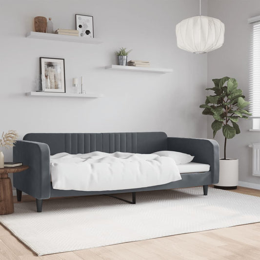 Slaapbank 90x190 cm fluweel donkergrijs is nu te koop bij PeponiXL, paradijselijk wonen!