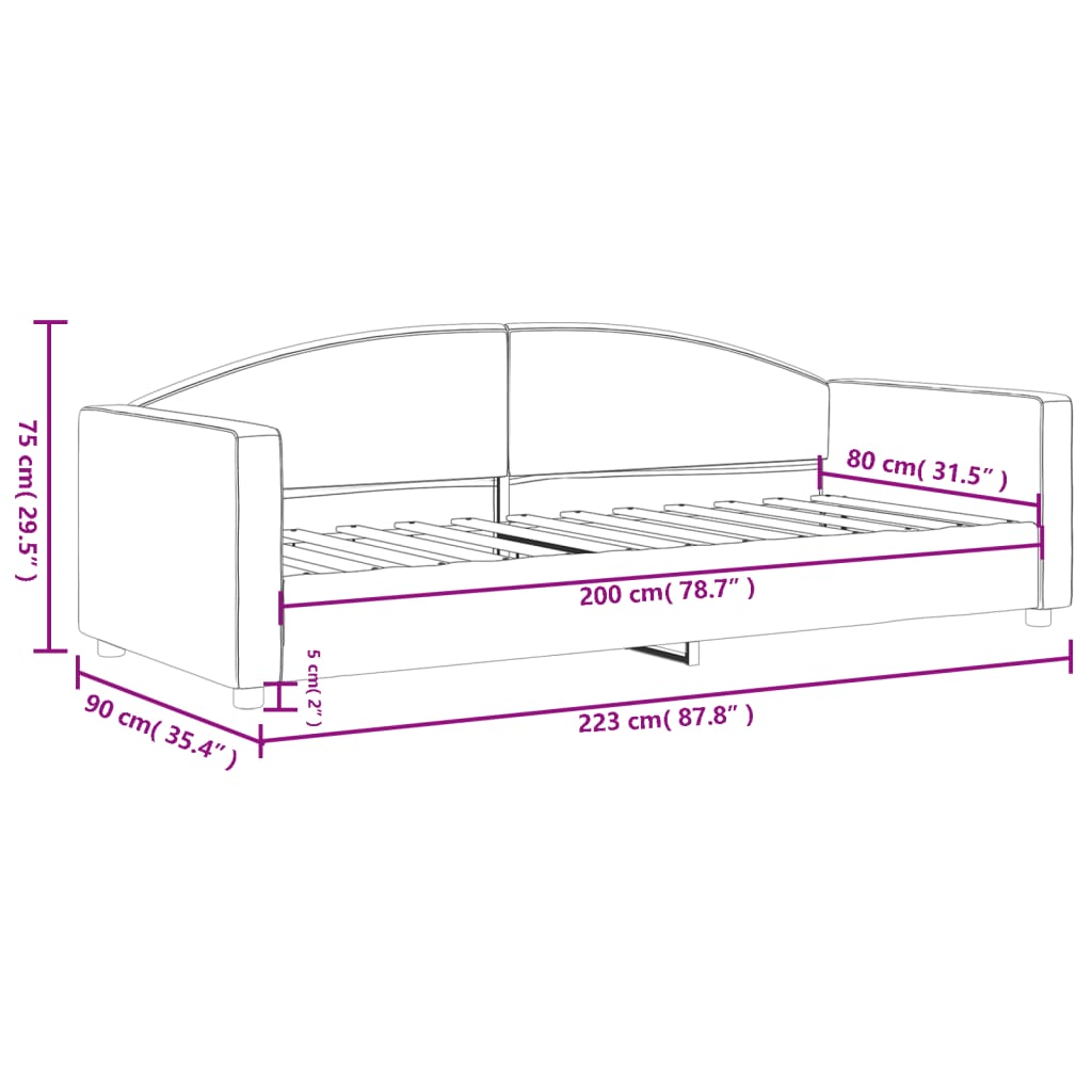 Slaapbank 80x200 cm stof lichtgrijs is nu te koop bij PeponiXL, paradijselijk wonen!