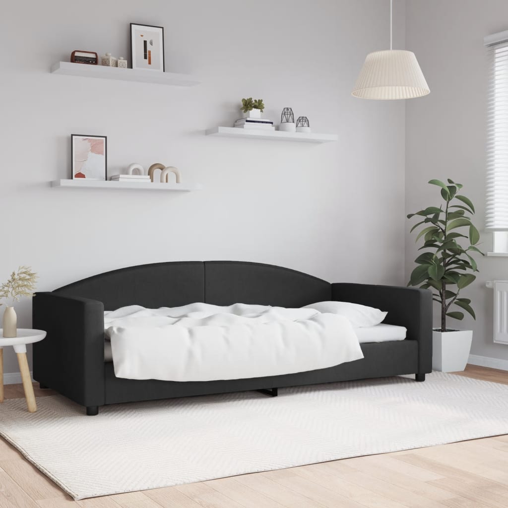 Slaapbank 90x200 cm stof zwart is nu te koop bij PeponiXL, paradijselijk wonen!