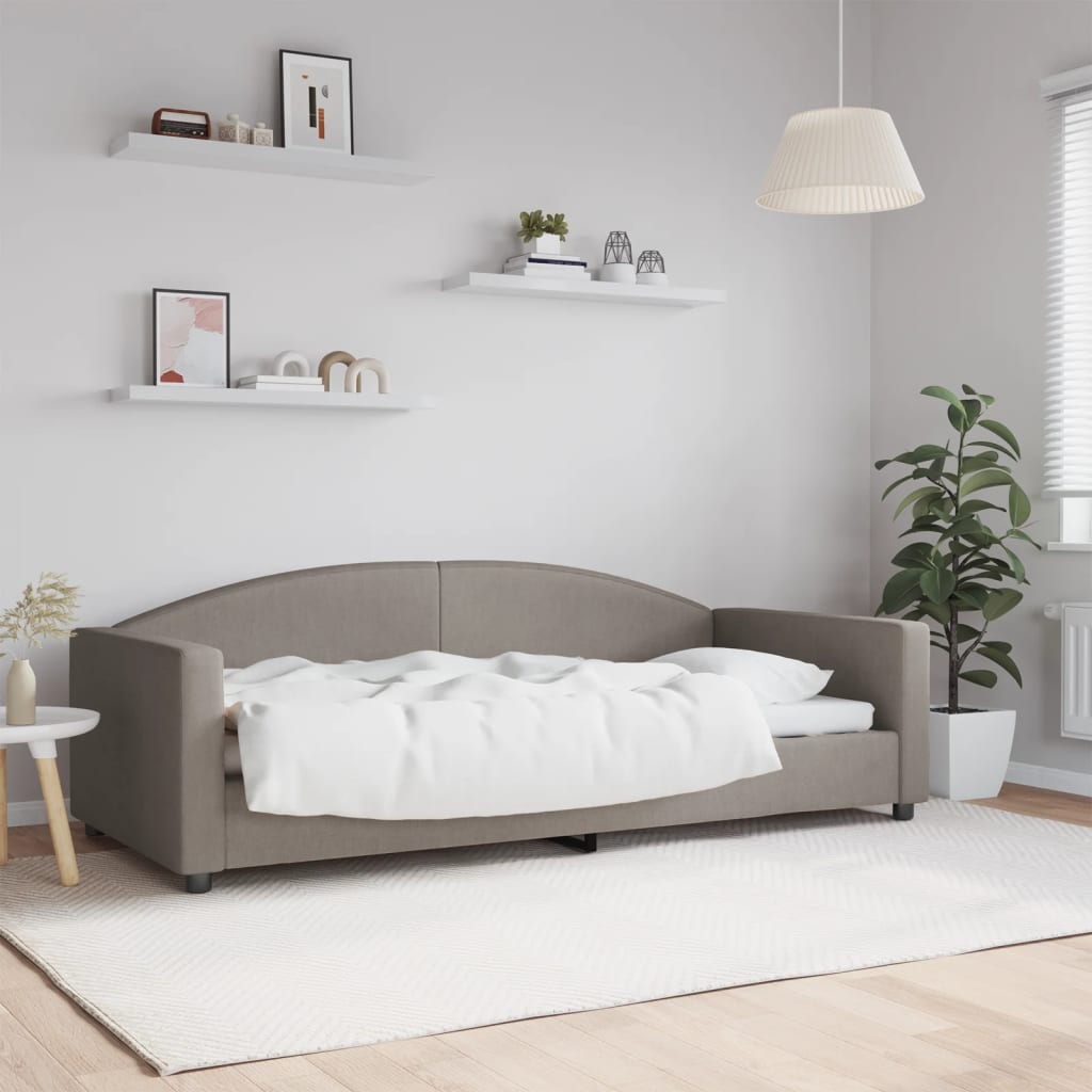 Slaapbank 90x200 cm stof taupe is nu te koop bij PeponiXL, paradijselijk wonen!