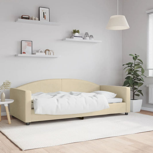 Slaapbank 90x200 cm stof crèmekleurig is nu te koop bij PeponiXL, paradijselijk wonen!