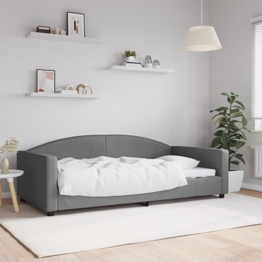 Slaapbank 100x200 cm stof donkergrijs is nu te koop bij PeponiXL, paradijselijk wonen!
