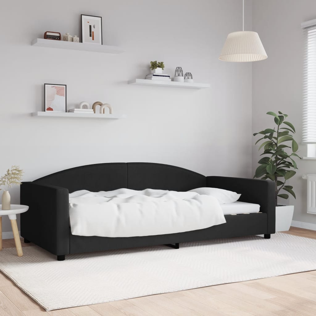 Slaapbank 100x200 cm stof zwart is nu te koop bij PeponiXL, paradijselijk wonen!