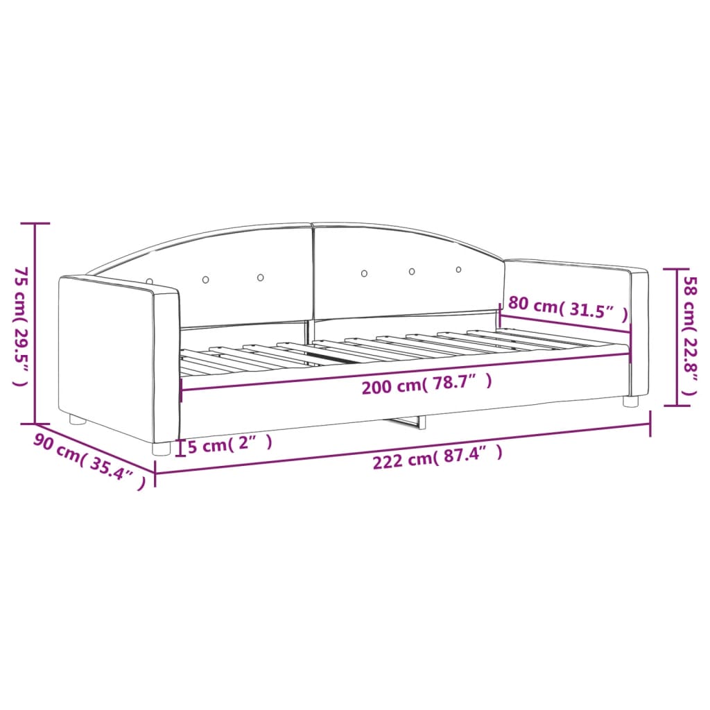 Slaapbank 80x200 cm fluweel roze is nu te koop bij PeponiXL, paradijselijk wonen!