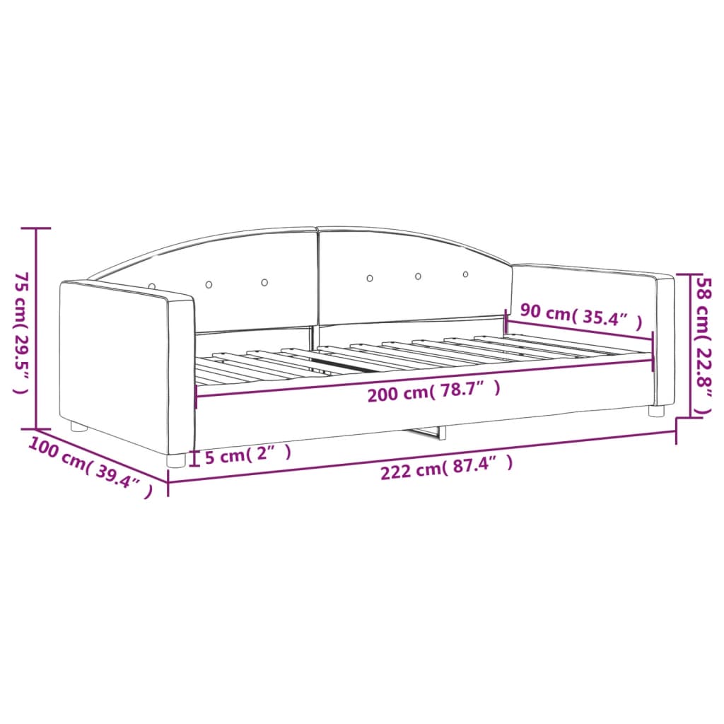 Slaapbank 90x200 cm fluweel donkergrijs is nu te koop bij PeponiXL, paradijselijk wonen!