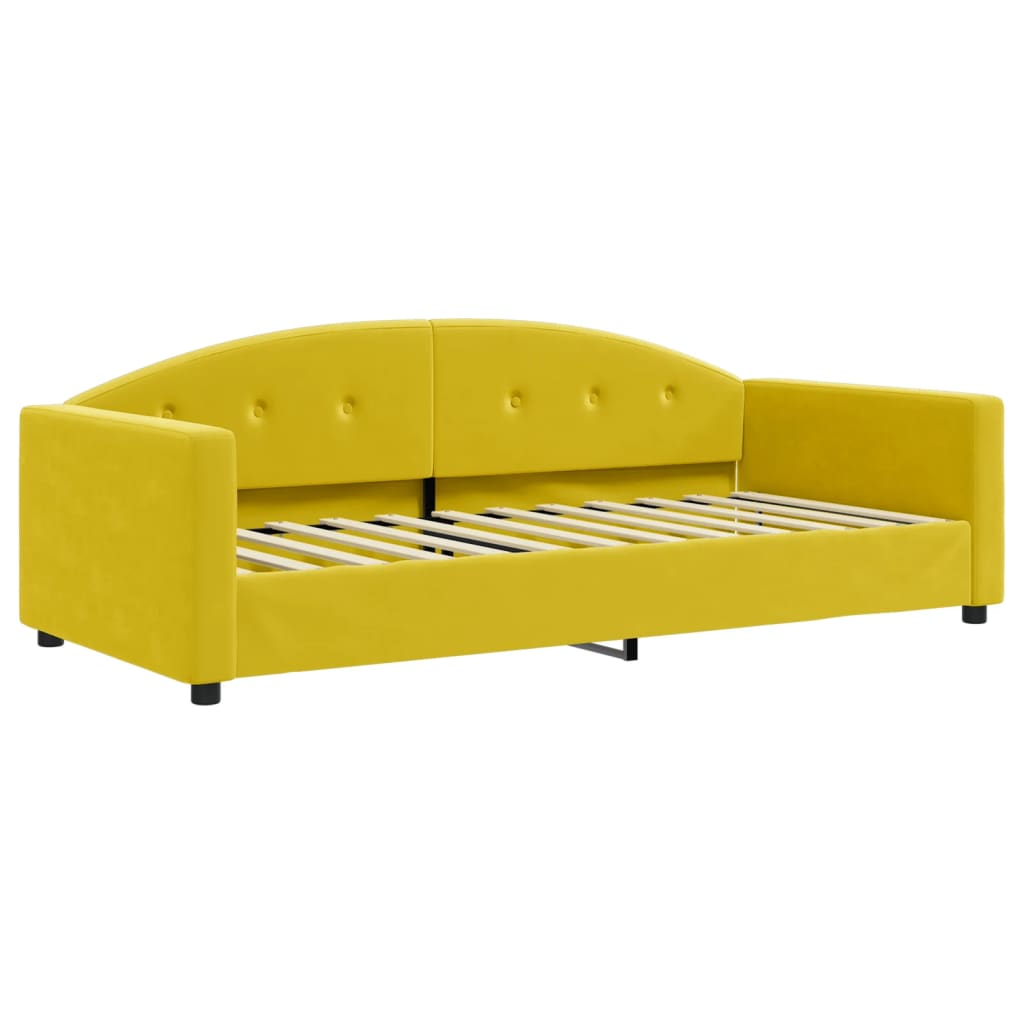 Slaapbank 90x200 cm fluweel geel is nu te koop bij PeponiXL, paradijselijk wonen!