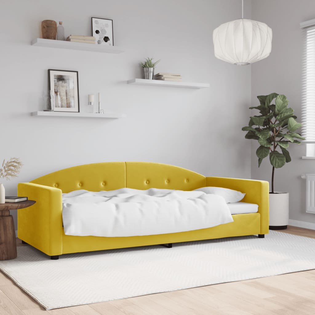 Slaapbank 90x200 cm fluweel geel is nu te koop bij PeponiXL, paradijselijk wonen!