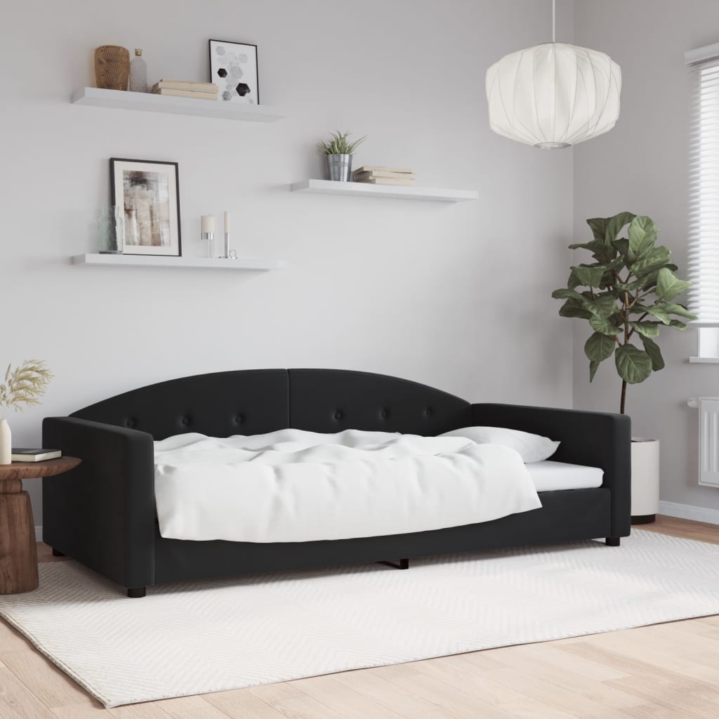 Slaapbank 100x200 cm fluweel zwart is nu te koop bij PeponiXL, paradijselijk wonen!