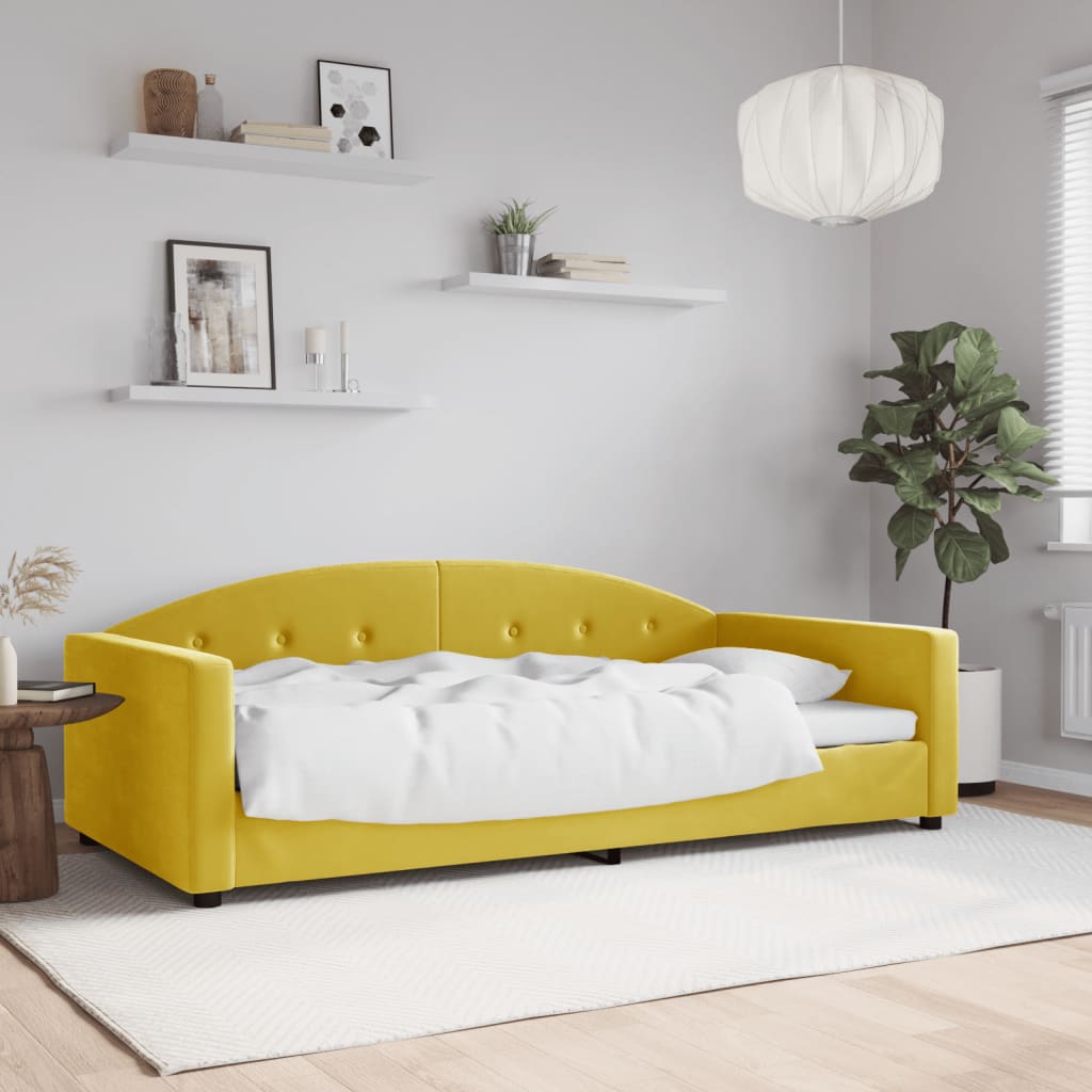 Slaapbank 100x200 cm fluweel geel is nu te koop bij PeponiXL, paradijselijk wonen!